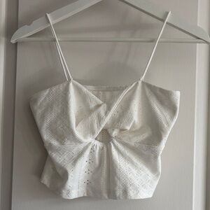 Elegant White Eyelet Women's Top